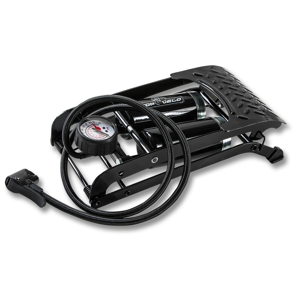 Top Velo Doppelzylinder-Fußpumpe mit Manometer