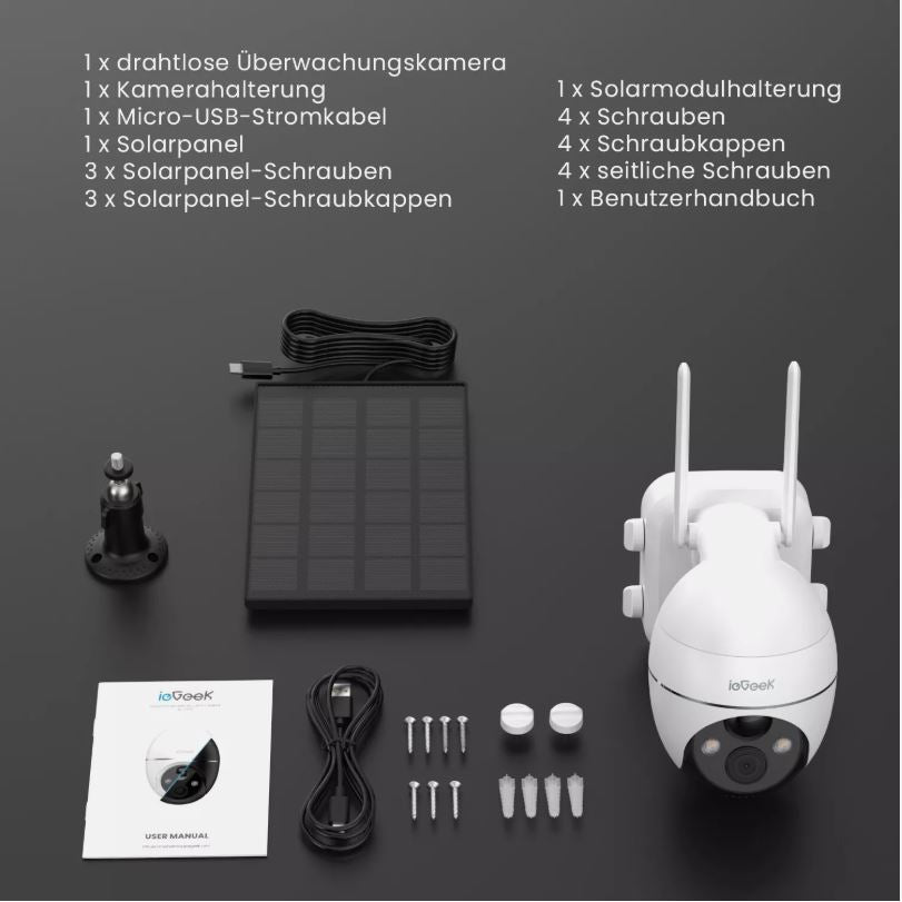 ieGeek Akku ÜberwachungsKamera Außen WLAN Outdoor Kabellos Kamera mit Solarpanel