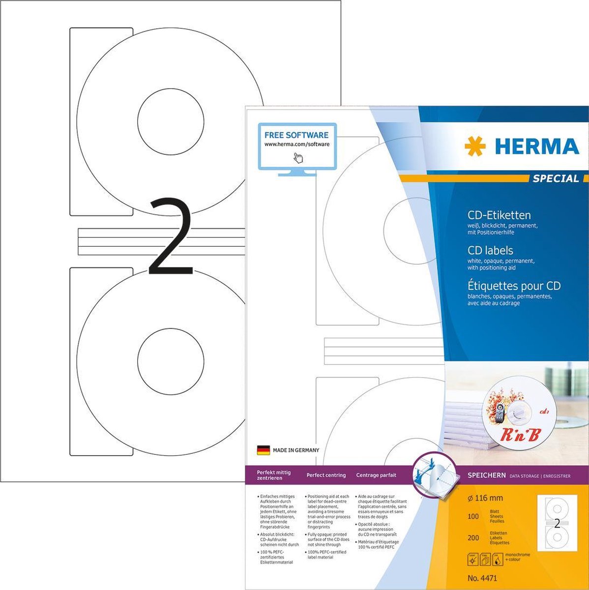 Herma CD-Etiketten weiß ø 116 SuperPrint 200 St.