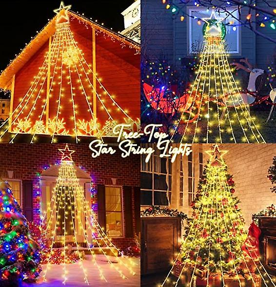 Weihnachtsdekoration für den Außenbereich, 350 LED-Sternlichter für den Weihnachtsbaum, Party, Garten