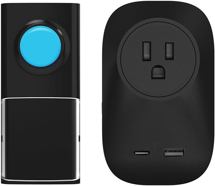EU Plug Kinetische batterielose Türklingel, Yiroka kabellose Türklingel mit 1 Sender und Empfänger, IP55 wasserdicht, 58 Klingeltöne, (1 Sender + 2 Empfänger)