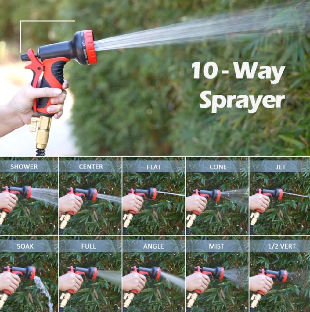MeterK Gartenschlauch-Set 15 m mit Metall-Wassersprühdüse mit 2500D-Gewebe