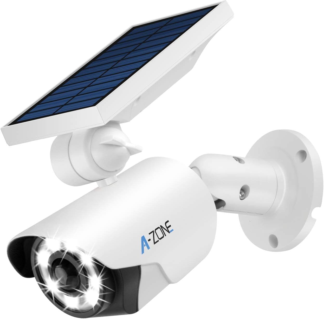 A-ZONE Solar-Bewegungsmelder-Licht für den Außenbereich – 800 Lumen, 8 LED-Strahler, 5-Watt-Solarleuchten für den Außenbereich, IP66 wasserdicht, kabelloses Solar-Flutlicht für Veranda, Garten, Terrasse, Auffahrt, Weg, Aluminium (weiß)