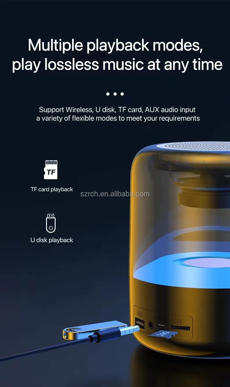 Uranus™ Z5 kabelloser Bluetooth BT v5.0 tragbarer Lautsprecher mit 4–8 Stunden Backup, integriertem wiederaufladbarem Akku, UKW-Radio | AUX | mSD | USB | 360-Grad-LED-Lichtshow