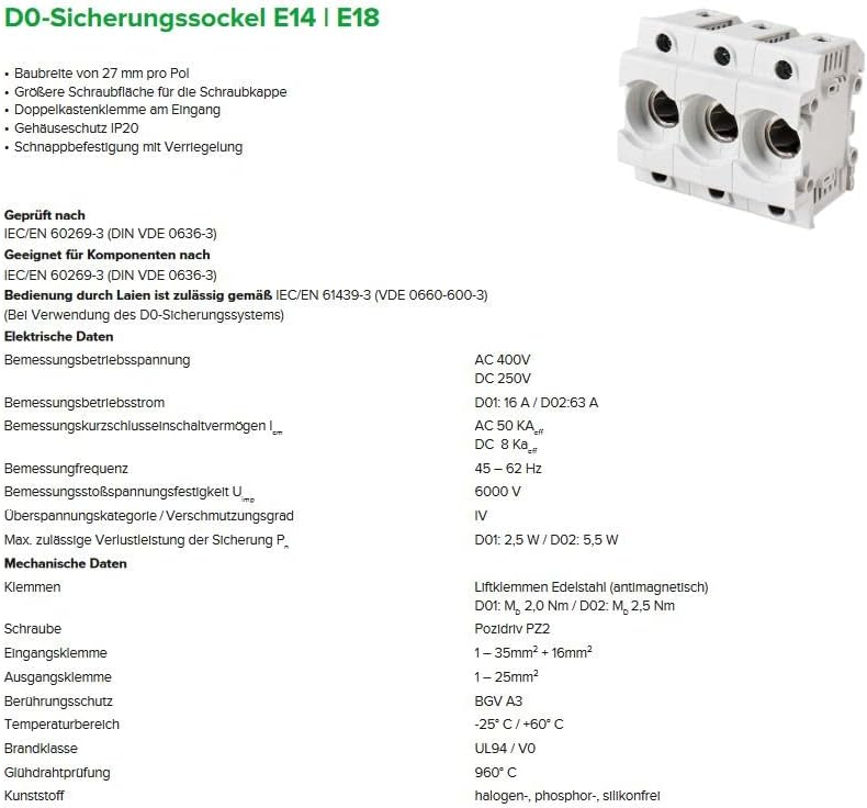 grenda-hammer® Neozed-Dichtungsbuchse mit Schraubkappen und 3 x Sicherungen (D01-3x10 Ampère (rot)