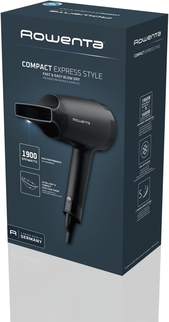 Rowenta CV1801 Express Style Haartrockner, 1900 Effiwatt, 2 Einstellungen, Schwarz