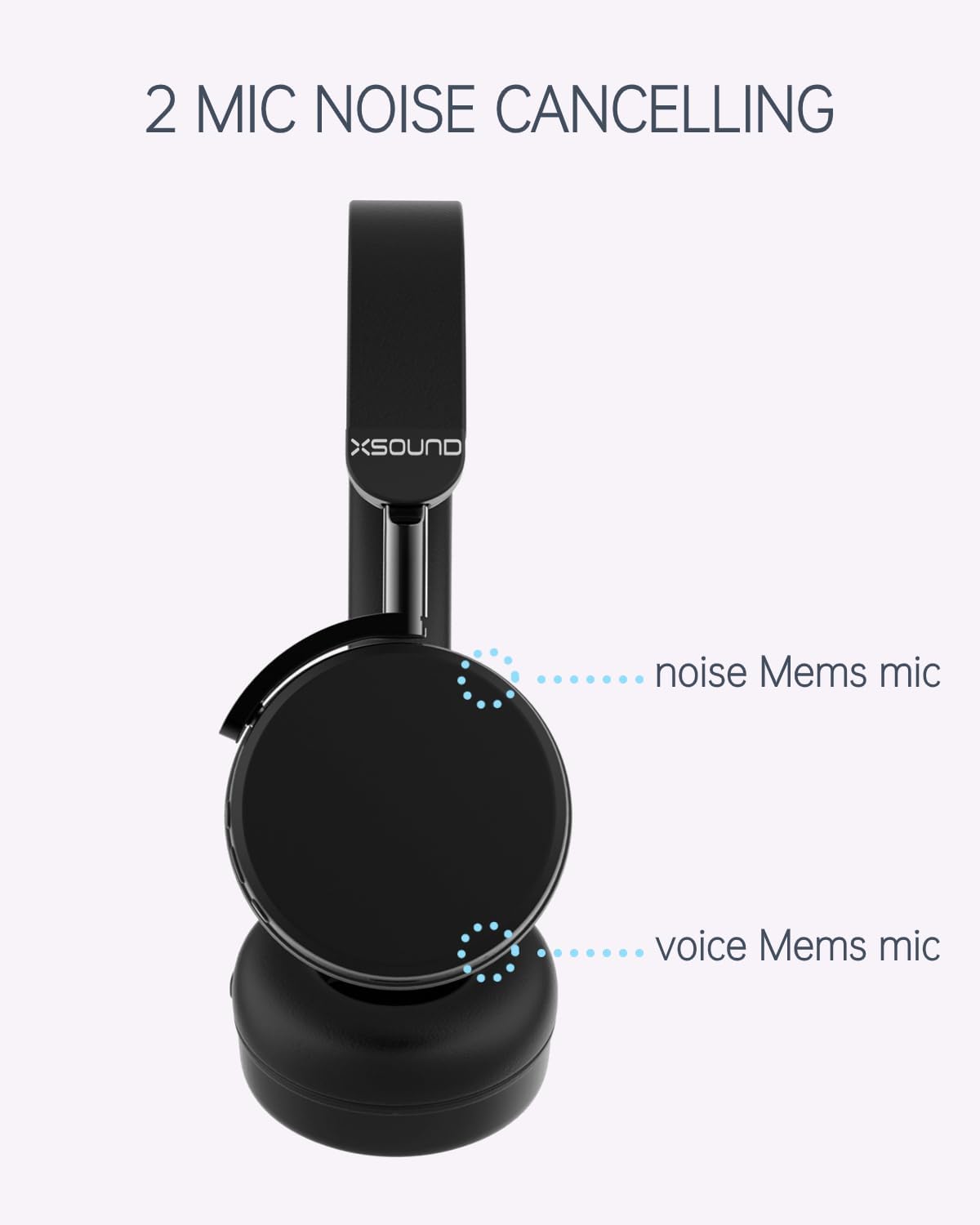 XSOUND X-Mate Kabellose On-Ear-Kopfhörer, Qualcomm-Chipsatz, Bluetooth-Kopfhörer mit Geräuschunterdrückung und 2 Mikrofonen, Lange Spielzeit, ideal für den Heimgebrauch, im Fitnessstudio, auf Reisen
