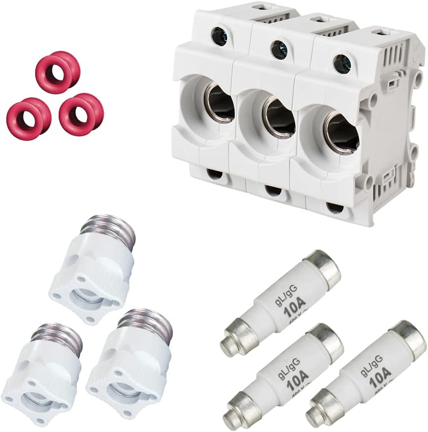 grenda-hammer® Neozed-Dichtungsbuchse mit Schraubkappen und 3 x Sicherungen (D01-3x10 Ampère (rot)