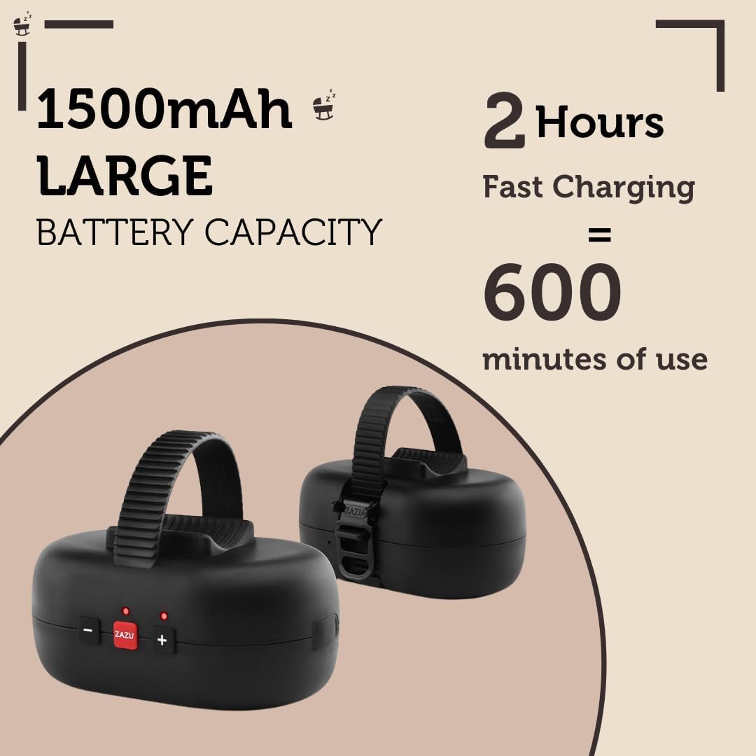 ZAZU Robby Kinderwagenschaukler - Automat. Babywippe, Verstellbare Stärke, 40-Min Timer, Babyschreisensor, USB-C wiederaufladbar, Wasserfest, Universell für Kinderwagen & Buggy (Schwarz.)