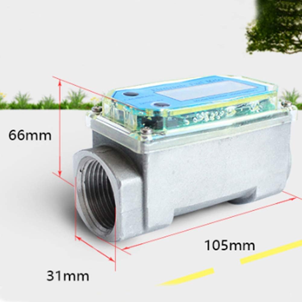 Tree2018 Turbinen-Durchflussmesser, 1 Zoll Durchflusswasserzähler 9 l/min-100 l/min NPT Digitaler Kraftstoffzähler Wasserdurchflussmesser Dieselöl Kraftstoffdurchflussmesser, Kraftstoffdurchflussmesser für Diesel, Kerosin, Benzin,