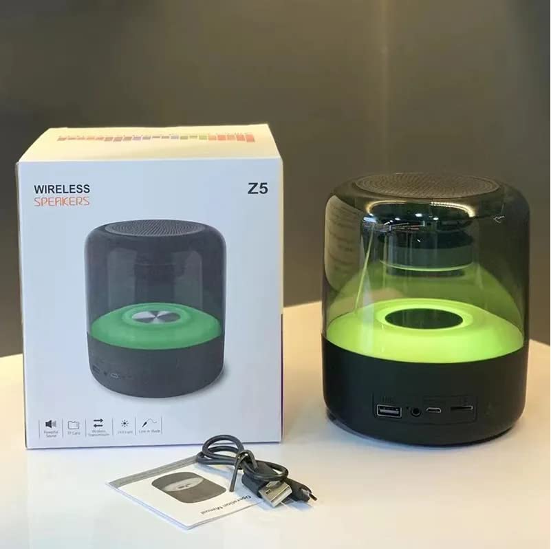 Uranus™ Z5 kabelloser Bluetooth BT v5.0 tragbarer Lautsprecher mit 4–8 Stunden Backup, integriertem wiederaufladbarem Akku, UKW-Radio | AUX | mSD | USB | 360-Grad-LED-Lichtshow