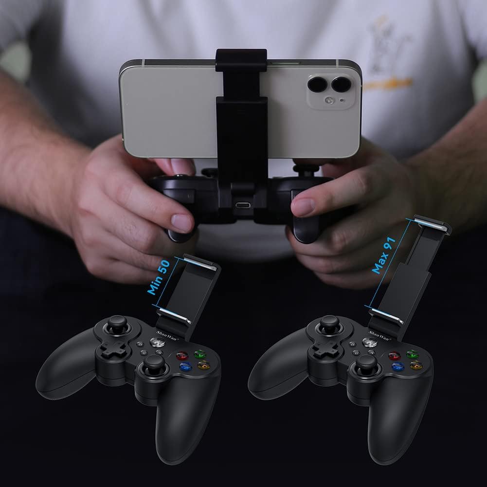ShanWan Smartphone-Controller für Android/iOS, handlicher Controller mit Halterung, Bluetooth Mobile Gaming Controller für PS Remote Play Xbox Cloud Steam Link GeForce Now MFi Apple Arcade Games