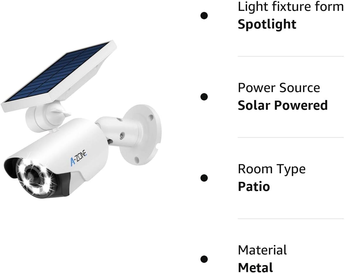 A-ZONE Solar-Bewegungsmelder-Licht für den Außenbereich – 800 Lumen, 8 LED-Strahler, 5-Watt-Solarleuchten für den Außenbereich, IP66 wasserdicht, kabelloses Solar-Flutlicht für Veranda, Garten, Terrasse, Auffahrt, Weg, Aluminium (weiß)