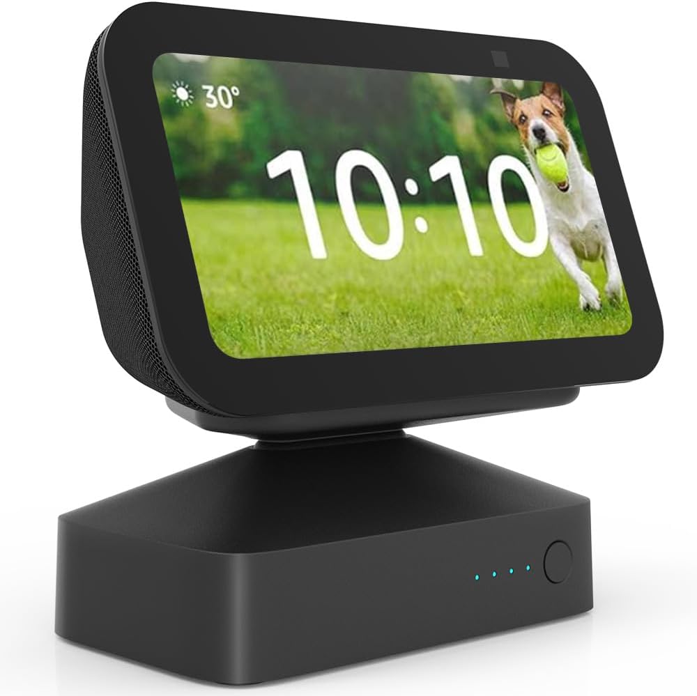 GGMM ES5 Akku für Show (5. Gen), Smart Speaker Zubehör, Akku & Ständer, 2-in-1 Ladestation mit Halterung, 10.000 mAh, ca. 9,5 Stunden Akkulaufzeit (Anzeige 5 nicht im Lieferumfang)