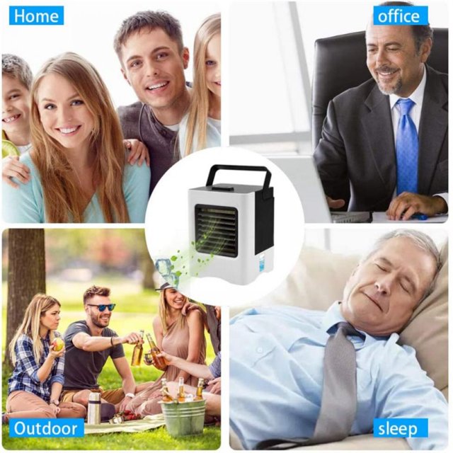 Tragbare Klimaanlage – wiederaufladbarer persönlicher Luftkühler mit 3 Geschwindigkeiten, Dauer 12 Stunden, leiser Mini-Klimaanlagenventilator, Schreibtisch-Kühlventilator für Zuhause, Schlafzimmer, Reisen und Büro