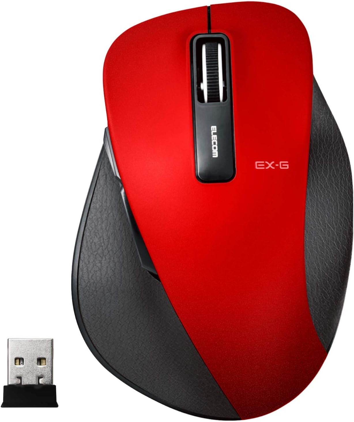 Elecom Dr.EXG 2,4 GHz kabellose Maus -Kiwami- Maus / extrem ergonomisches Design, kleine Größe, blaue LED, große Größe, 5 Tasten / rot / M-XGL10DBSRD