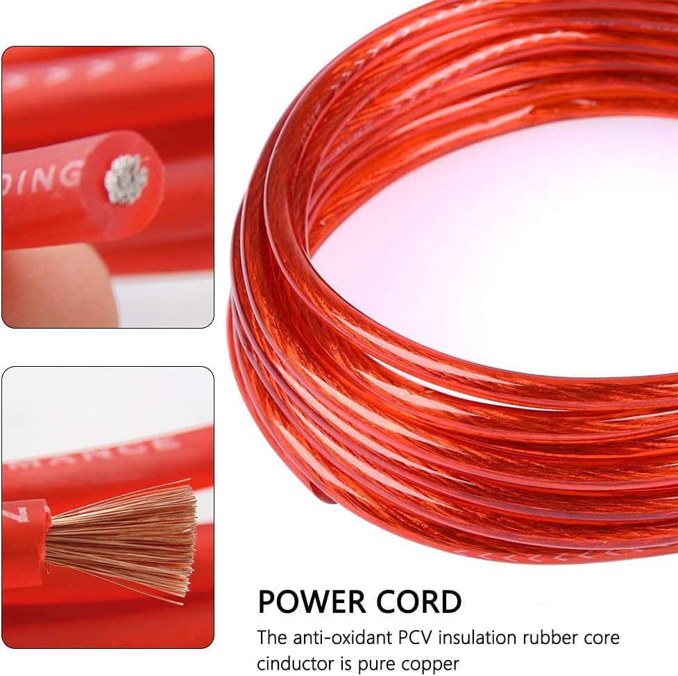 YeenGreen 8GA Auto Verstärker Kabel Set, 15 Stück Verstärker Leistungsverstärker Kabel Car Audio Wire Einbauset Verstärker Auto Anschlussset Kabelset Einbauset Kabelset 1000W