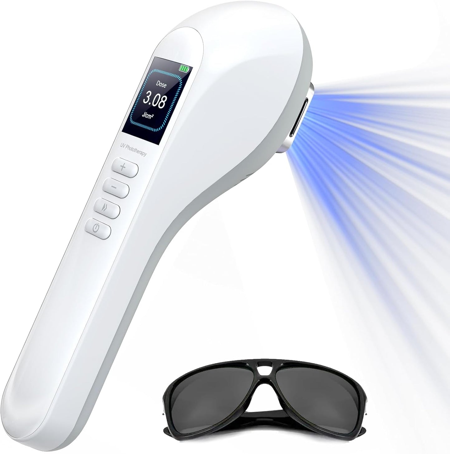 PUPCA 308 nm UVB-Lampe Slap Braid, wiederaufladbare UVV-Hototherapielampe, Soriasis mit LCD-Bildschirm und Schutzbrille, Direktive-Therapie zu Hause