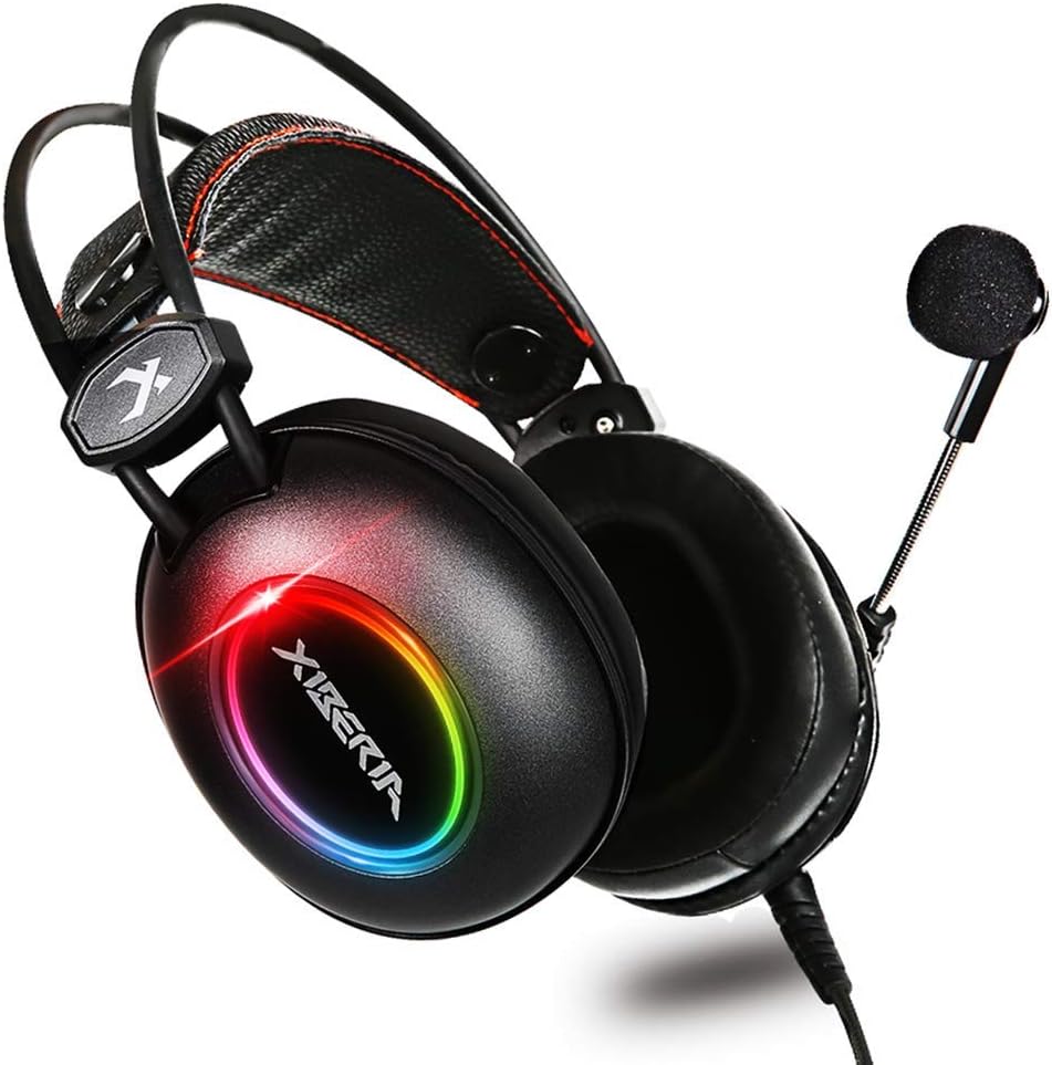 XIBERIA E3 Black Gaming Headset, Over-Ear-Stereo-Gaming-Kopfhörer mit unidirektionalem Mikrofon für PC, Computer, Laptop, PS4, Xbox One, Nintendo