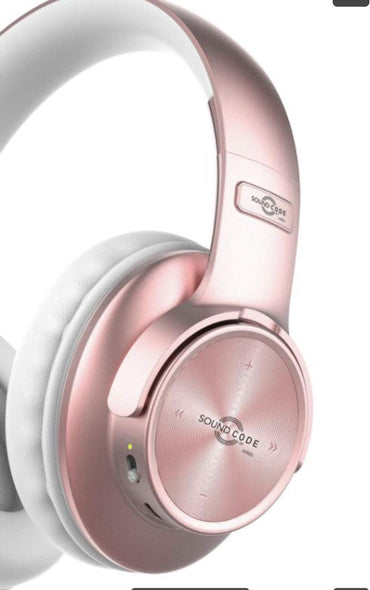 Tragbarer Soundcode Bluetooth Wireless Over Ear-Kopfhörer, Kabelloser und kabelgebundener Modus mit zusätzlichem Schutz. Integriertes Mikrofon für Telefone, TV, Laptop (Roségold), Geräuschunterdrückung mit TF/SD-Kartensteckplatz