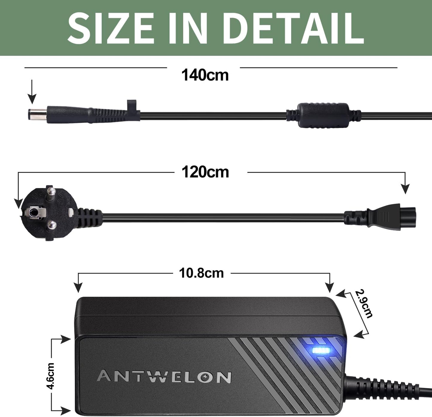 ANTWELON 65W Laptop Netzteil Ladekabel 18,5V 3,5A für HP Pavilion G4 G6 G7 M6, Compaq Presario CQ56 CQ57 CQ60, Envy M7 M6, EliteBook 840 850 G1 G2, Probook 430 440 G1 G2 AC 7,4*5,0mm