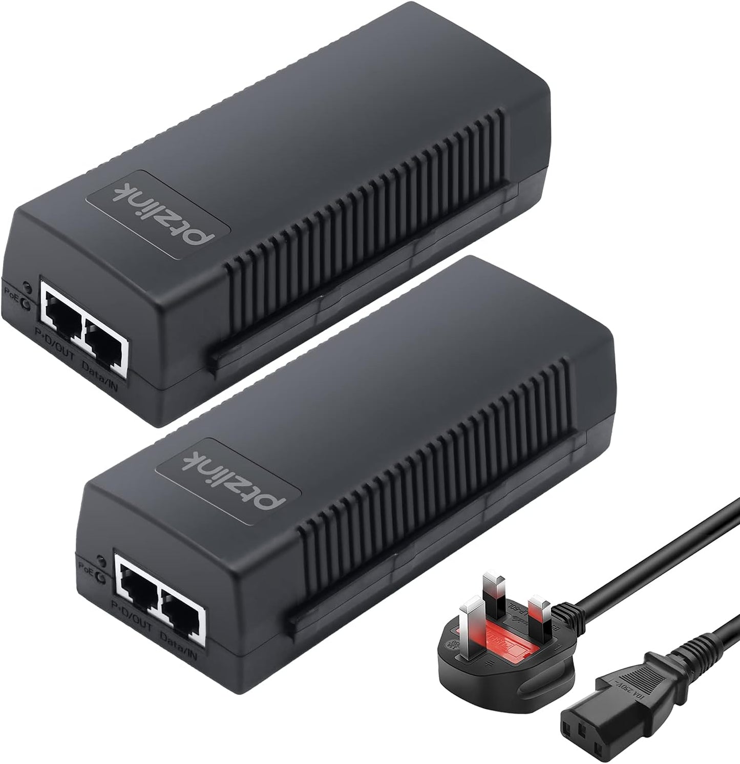 PTZlink 2er-Pack 30-W- und 60-W-PoE-Injektor, 48 V, 52 V, aktives Netzteil, Steckernetzteil, Gigabit-Ethernet-PoE+-Adapter, PoE++ Powerline, 1 GB, 10/100/1000 Mbit/s POE+ IEEE 802.3af/802.3at-konform, bis zu 100 Meter