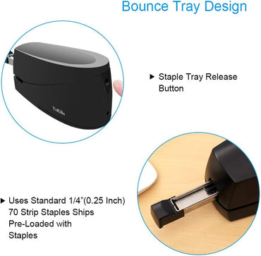 Elektrischer Hefter, leistungsstarker elektrischer Hefter, batterie- oder wechselstrombetrieben, staufrei bis zu 25 Blatt Papier, professionell für den Heimgebrauch im Büro, in der Schule