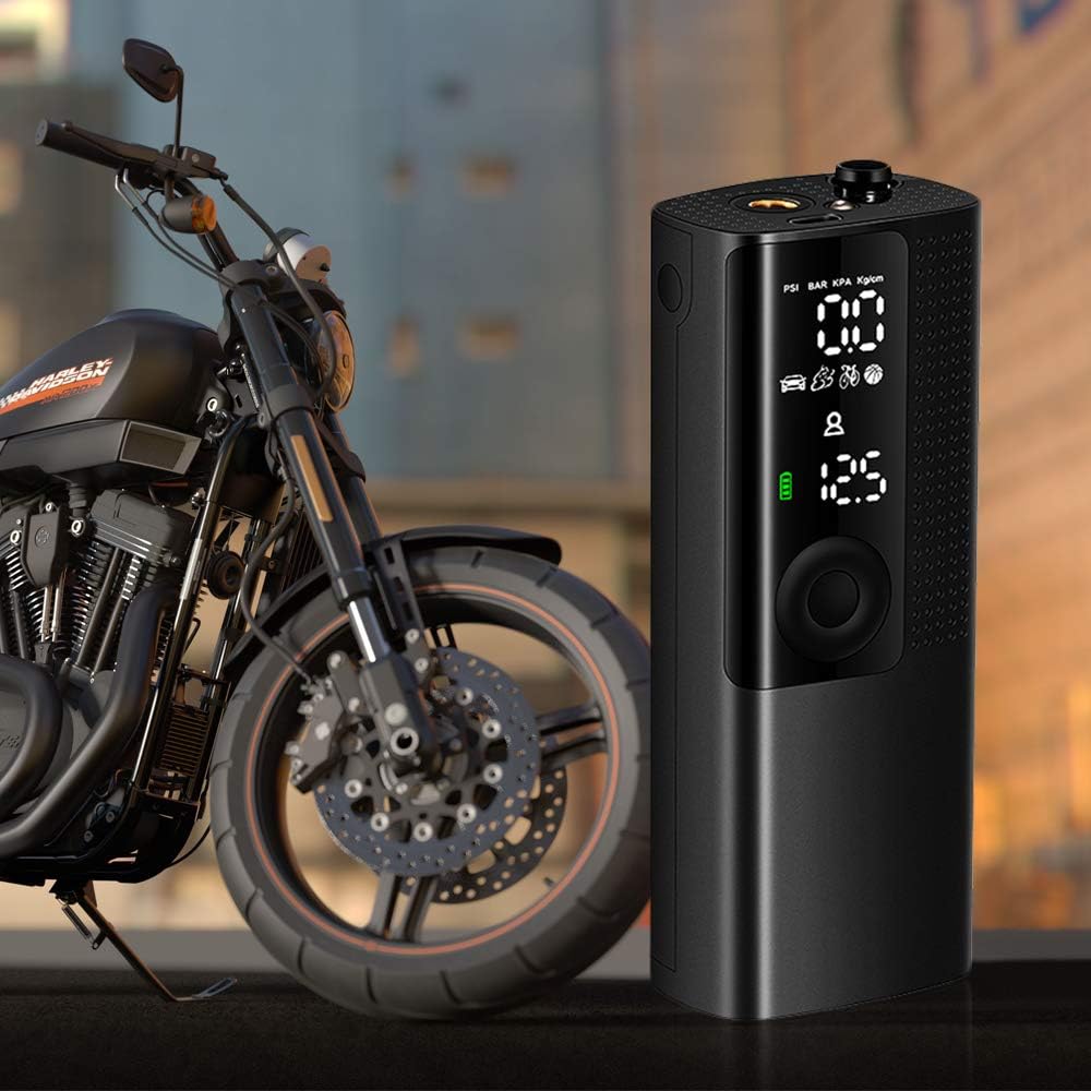 Bezior Elektro Fahrradpumpe Luftpumpe mit 2000mAh Akku, Verlängerungsrohr Luftpumpe Fahrrad, Kleine Fahrradluftpumpe Leichte Handpumpe MAX 120PSI für Roadbike Mountainbike