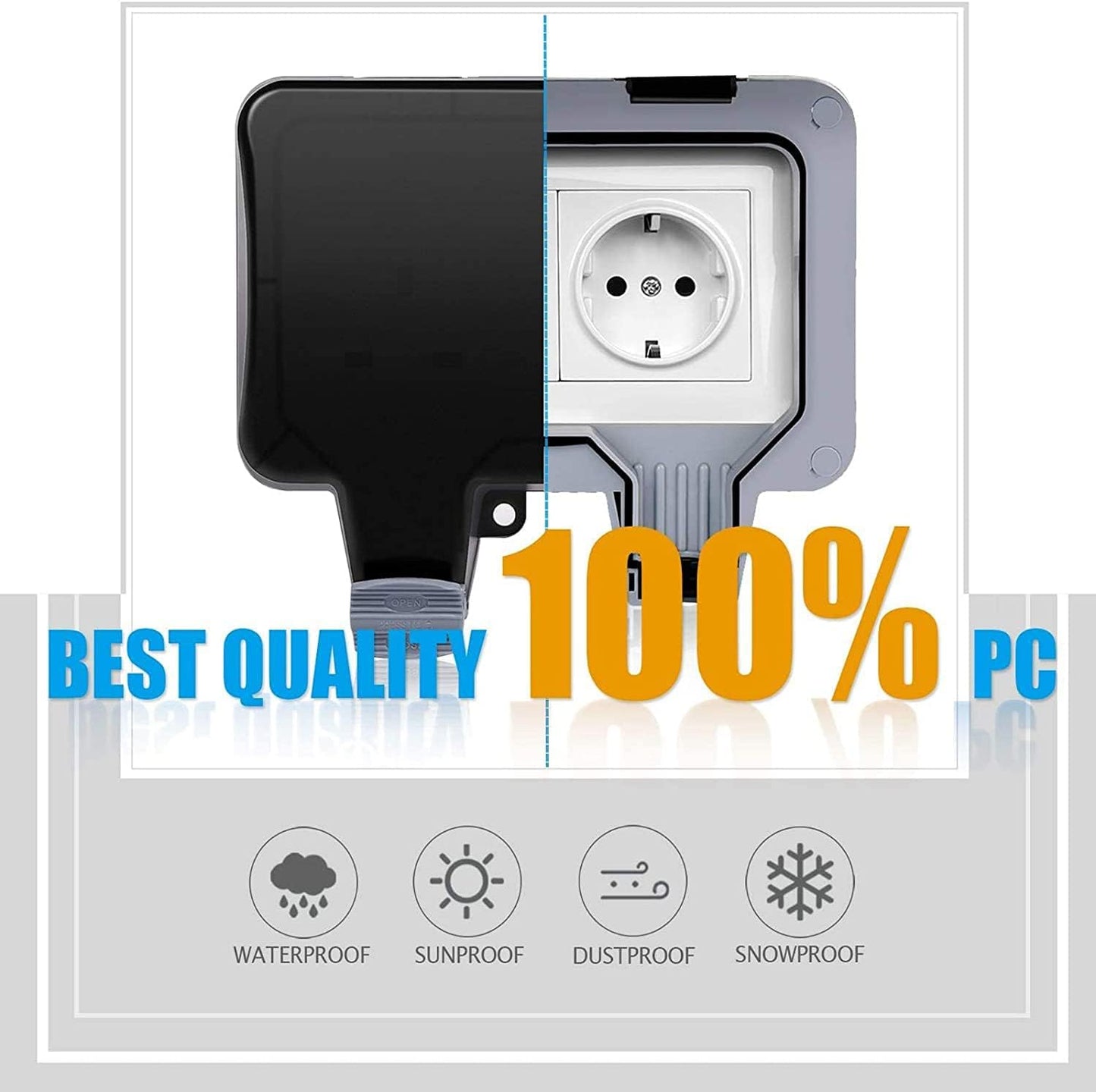 16A Außenstecker, EU-Standard IP66, wasserdicht, 2 Steckerdosen, wasserdicht