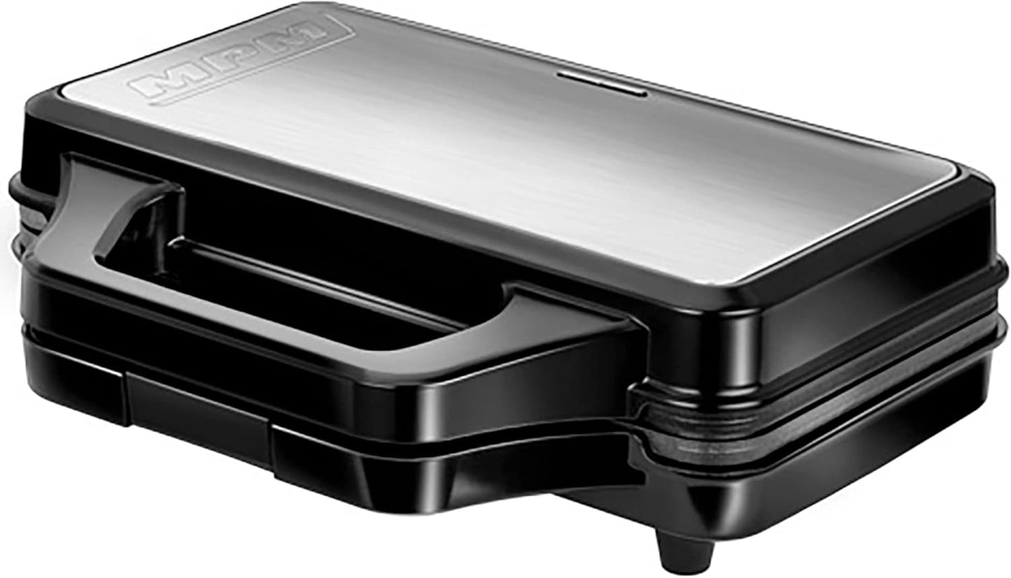 MPM - MOP-45M - Appareil à croque-monsieur - Grille-pain - Pour 4 sandwichs/paninis - Boîtier stable et autonome - Plateaux anti-casse - Contrôle automatique de la température - Électrique - Noir