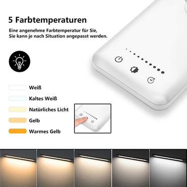 SLATOR Schreibtischlampe LED Dimmbare Tischleuchte 5 Farb und 10 Helligkeitsstufen Nachttischlampe USB-Anschluss für Aufladung des Smartphones Leselicht für Leser, Kinder, QM019, Aluminium, Silver
