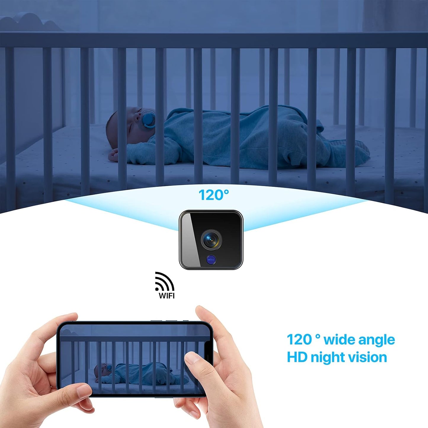 WiFi-Mini-Kamera, kabellos, 1080P HD, winzige Überwachungskamera, versteckt mit 32G SD-Karte, Nachtsicht-Bewegungserkennung für das Home Office