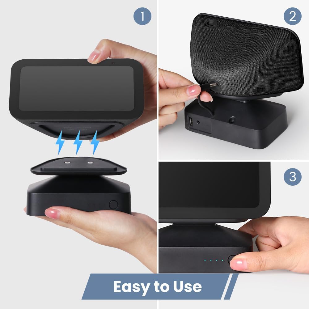 GGMM ES5 Akku für Show (5. Gen), Smart Speaker Zubehör, Akku & Ständer, 2-in-1 Ladestation mit Halterung, 10.000 mAh, ca. 9,5 Stunden Akkulaufzeit (Anzeige 5 nicht im Lieferumfang)
