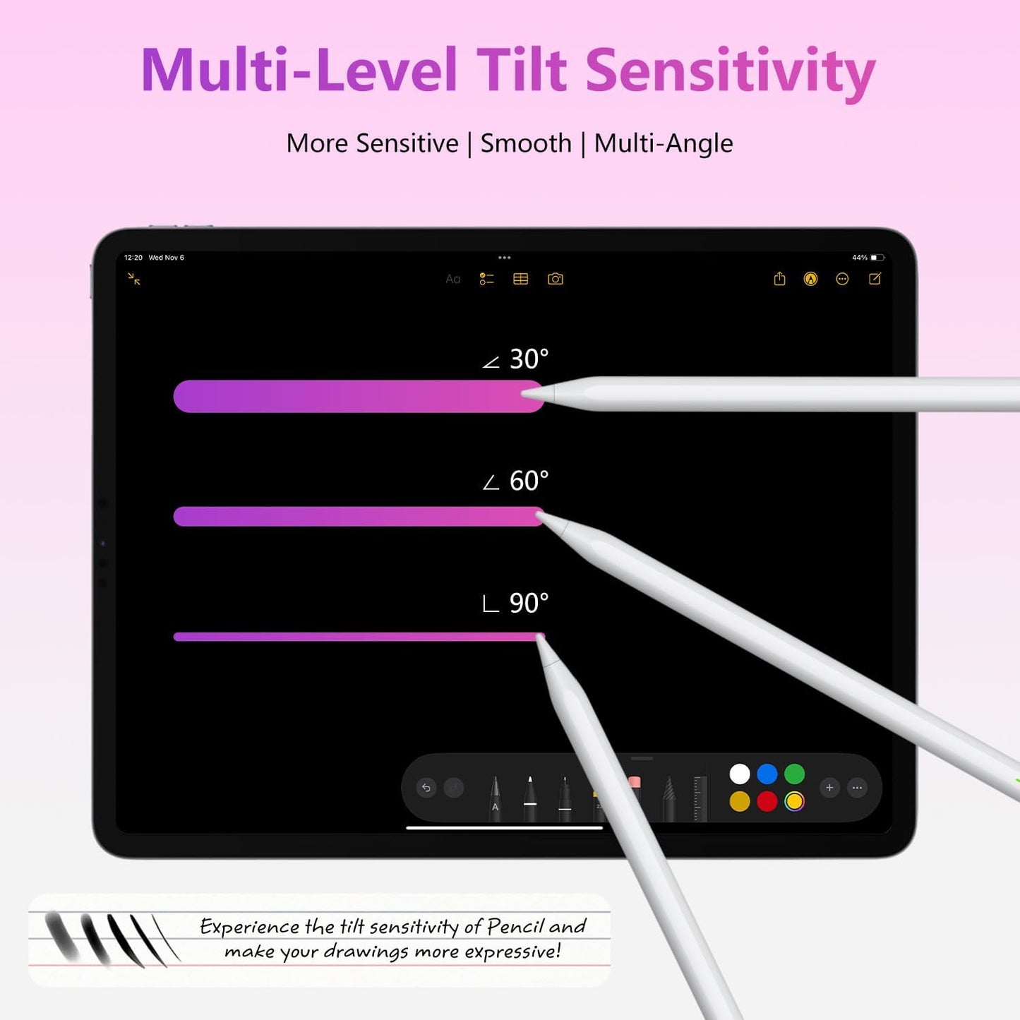 Pencil 2. Generation für iPad (2018-2025), Pencil für Pad mit Palm Rejection und Neigungssensitivität, Pen für Pad Pro 13''/12,9''/11'', iPad 10-6, Mini 6/5, Air 5/4/3/M2 (Weiß)