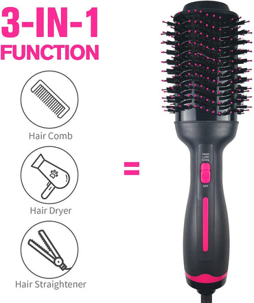 Haartrocknerbürste, Heißluftbürste, professioneller Haartrockner & Volumizer 3-in-1, Upgrade Negative Ion Technology, Haarglätterbürste, Haarkamm, Stylingbürste, Salon-Negative Ions, Keramik, elektrischer Haartrockner