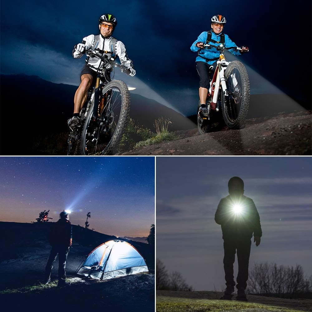 Sanfant Fahrradlicht Set, Fahrradbeleuchtung LED, Fahrradlampe Set, Fahrradlicht Frontlicht Vorne, Aufladbar, StVZO Zugelassen Wasserdicht, 2 modes d'éclairage Frontlicht et Rearlight Set