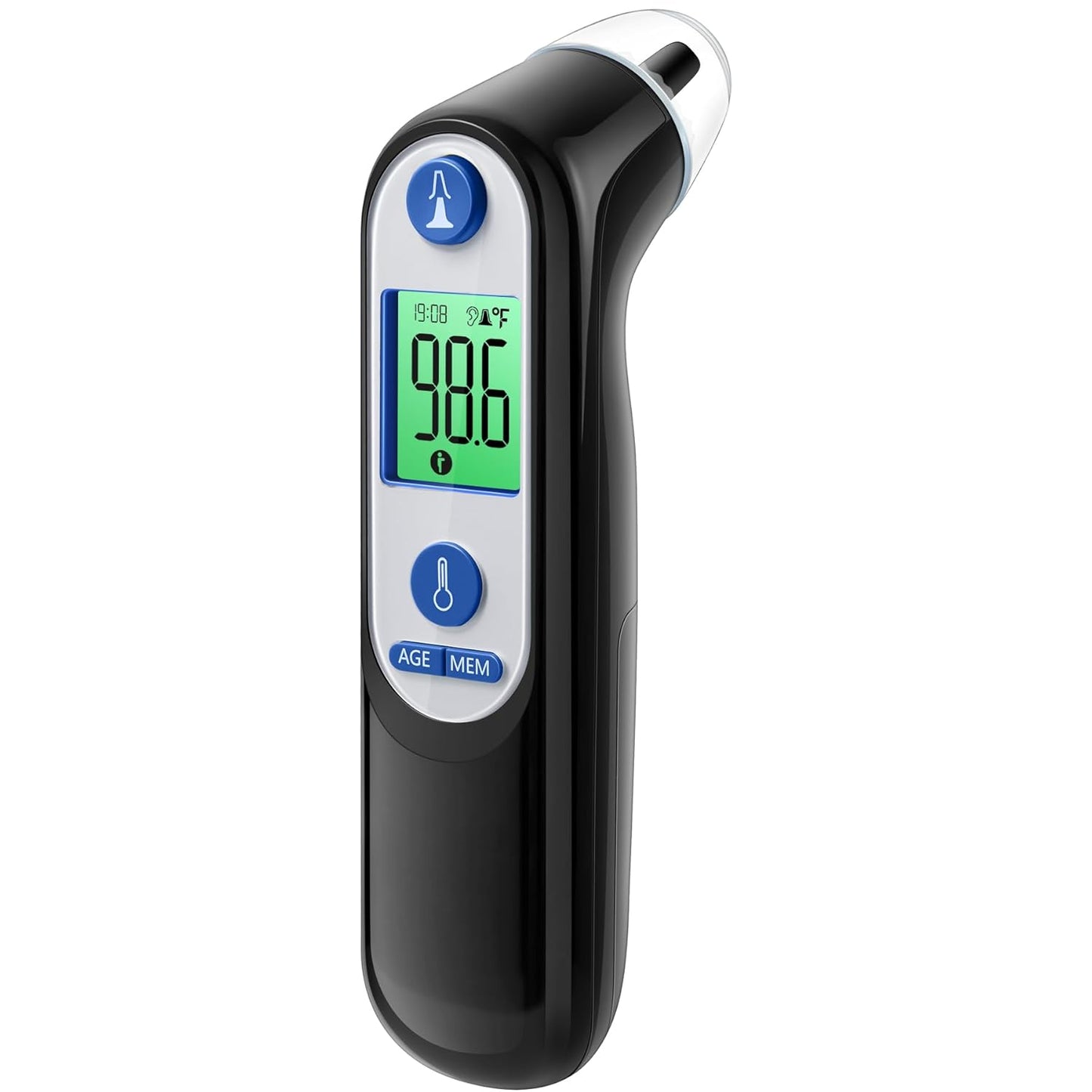 Ohrthermometer für Kinder, Babys und Erwachsene, 1 Sekunde genaues digitales Thermometer, Stummschaltfunktion, 3-farbiger Fieberalarm, 3 Altersgruppen, 30 Speicherabruf mit 20