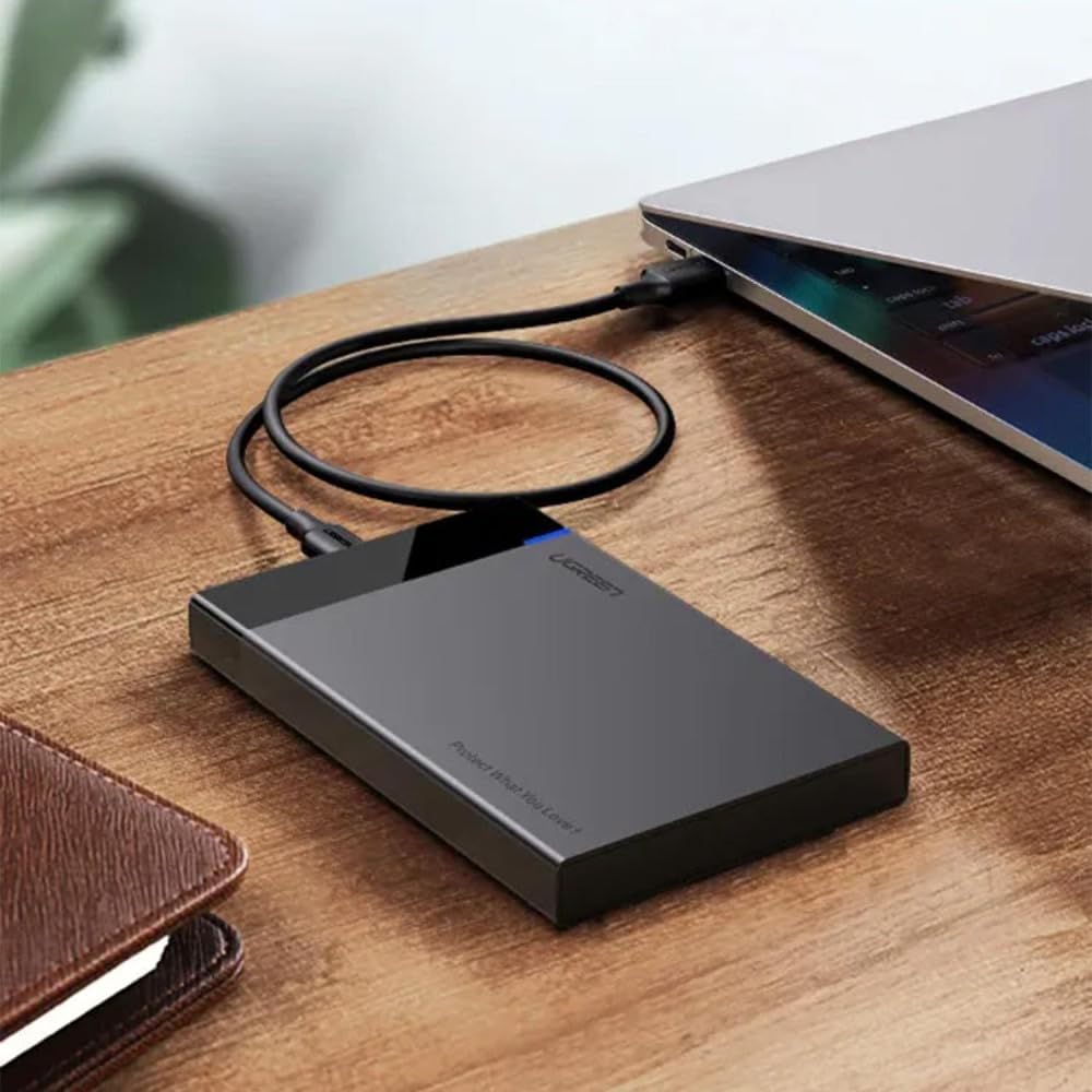 UGREEN US221 SATA Externes Lafwerksgehäuse HDD 2,5 Zoll USB 3.0 + USB-C auf USB-C 3.1 (Schwarz)