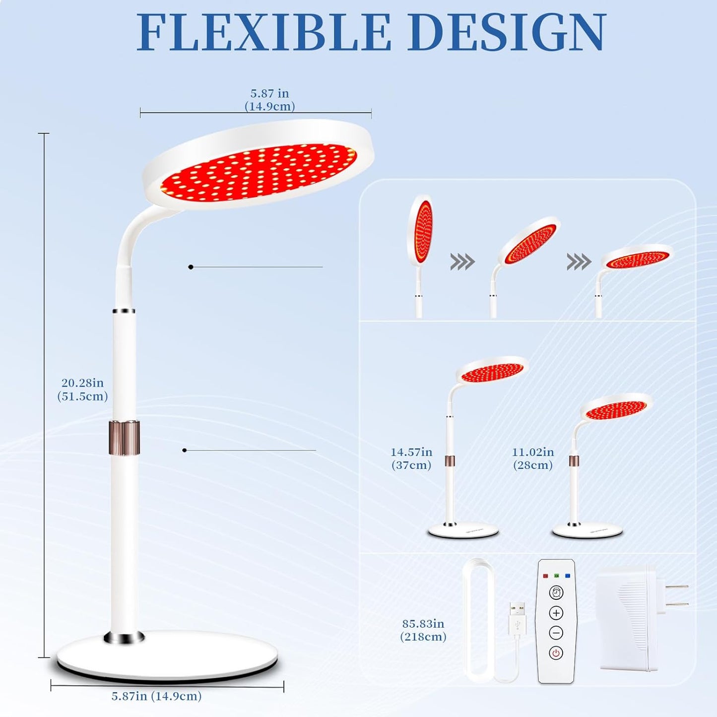 Hottoerak Rotlichtlampe mit Sockel, 660nm Infrarotlampe mit Timer, 140LEDs Red lights mit Verstellbare Höhe & Verstellbarer Schwanenhals für Heim/Büro Gebrauch