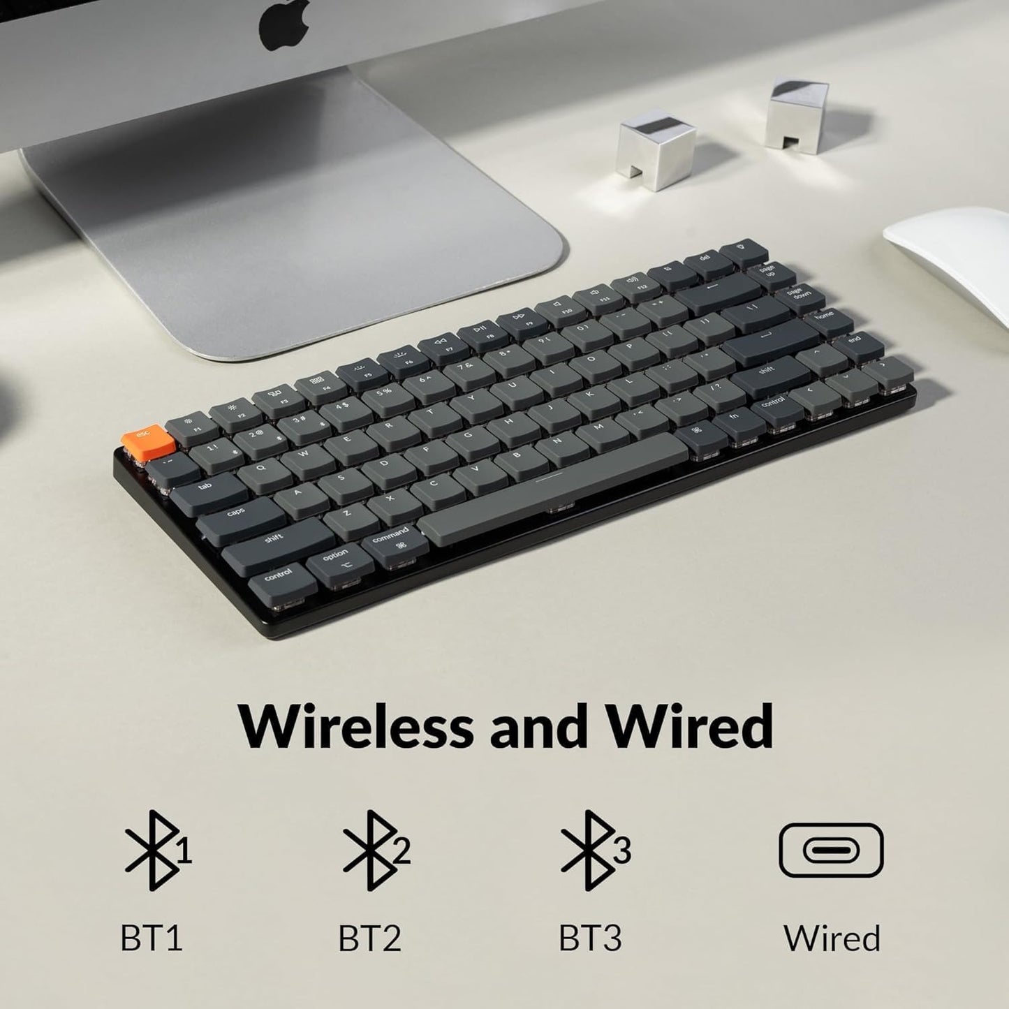 Keychron K3 Ultra-Slim Bluetooth Wireless Mechanische Tastatur, 75% ISO-DE-Layout Hot-Swap-fähig Low Profile Optischer Brauner Schalter RGB Gaming-Tastatur für Mac Windows