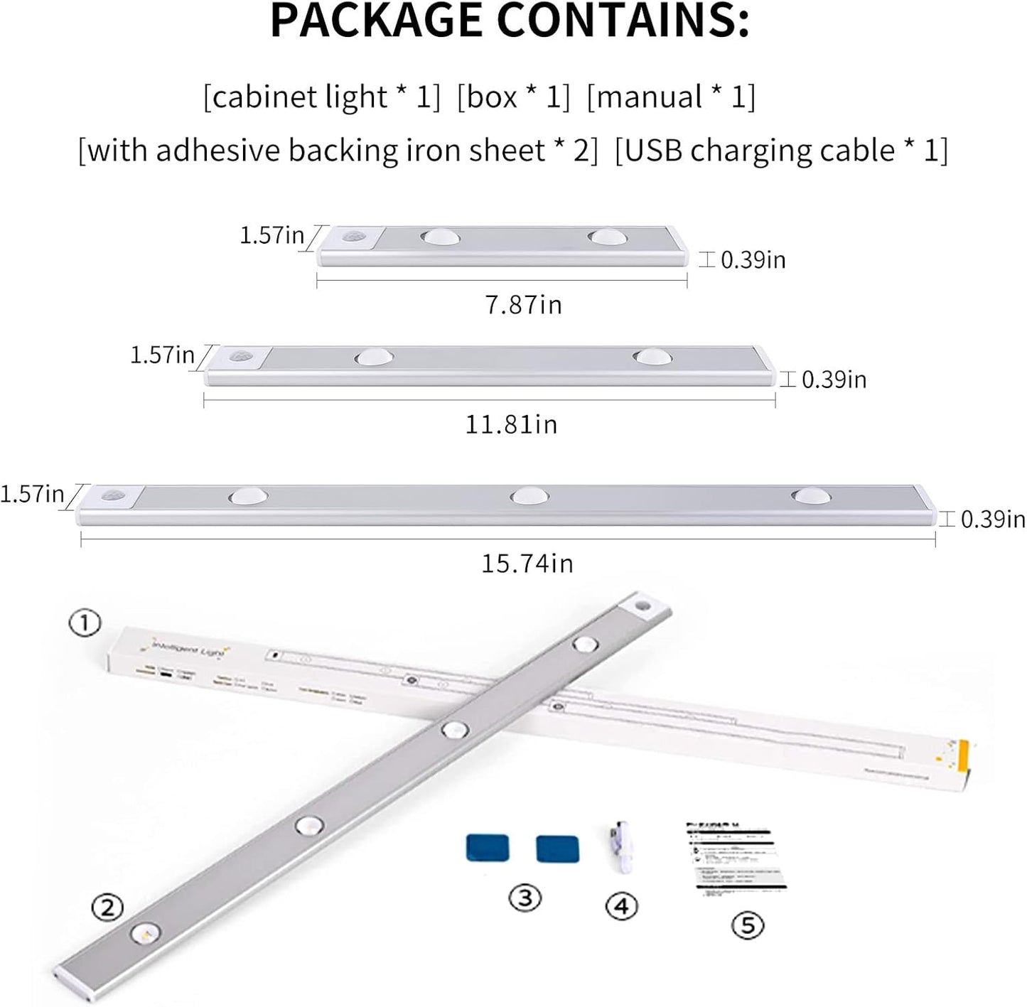 2 x LED Unterbauleuchte 40 cm, 3 lichtmodi, Bewegungsmelder , USB Schranklicht, Nachtlicht für Schrank, Küche (2 Pack)