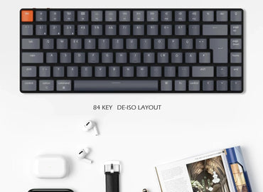 Keychron K3 Ultra-Slim Bluetooth Wireless Mechanische Tastatur, 75% ISO-DE-Layout Hot-Swap-fähig Low Profile Optischer Brauner Schalter RGB Gaming-Tastatur für Mac Windows
