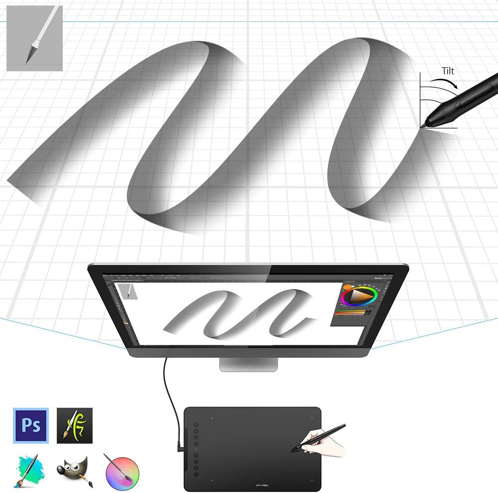 XP-PEN Deco 01 V2 Grafiktablett Zeichentablett Neigungsfunktion unterstützt Android 6.0 mit 8 Schnellzugriffstasten