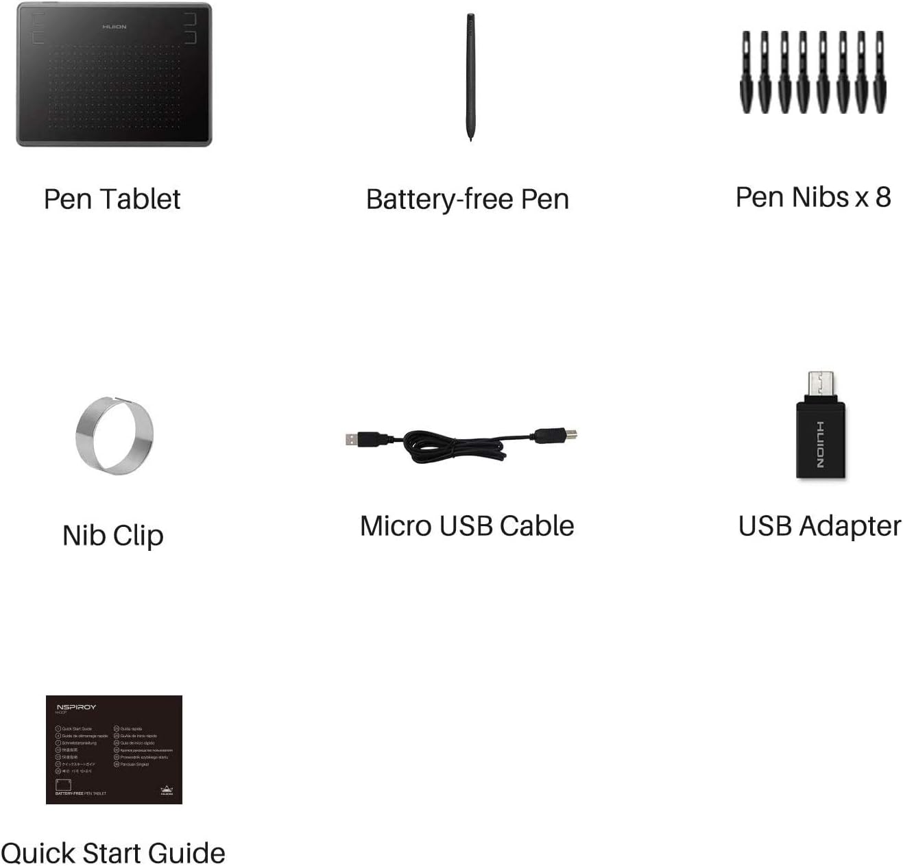HUION Inspiroy H430P Zeichentablett avec 4,8 x 3 Zoll Beitsbereich Grafiktablett, Batterielosem Stift, Support Mac Windows Android et OSU, Idéal pour le travail de la maison et de l'environnement