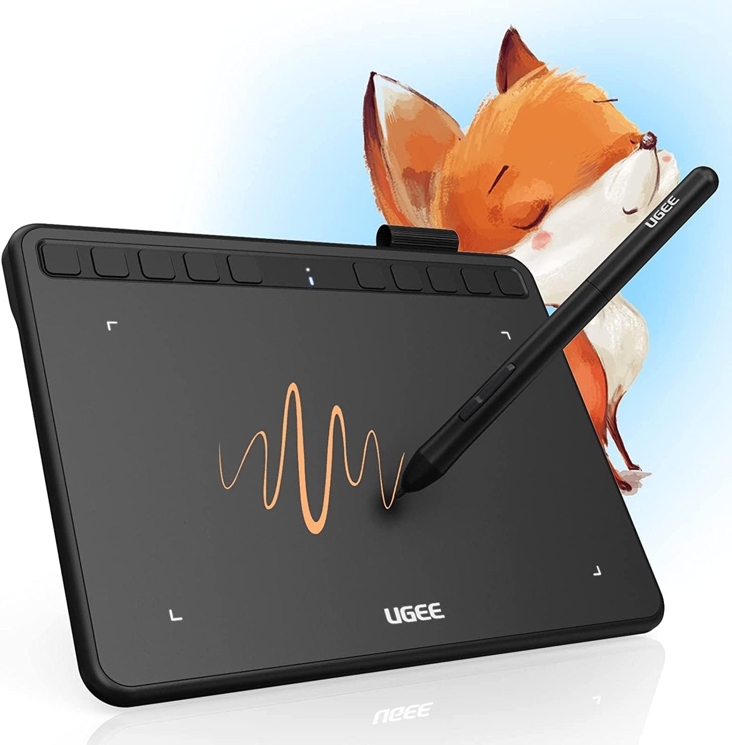 UGEE S640 Grafiktablett, digitales Zeichentablett mit Stylus, batterieloser Druckempfindlichkeit, 8192 Stylus Tablet, 10 Tastenkombinationen, kompatibel mit Windows, Mac, Linux und Android