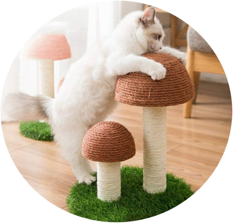 Meipire Leinenpilz-Modell, Katzenklettergerüst, Katzenkrallen, Katzenbackenzahnspielzeug, Katzenkratzbrett, Anti-Kratz-Pilz & Simulationsrasen für Haustiere, Rosa