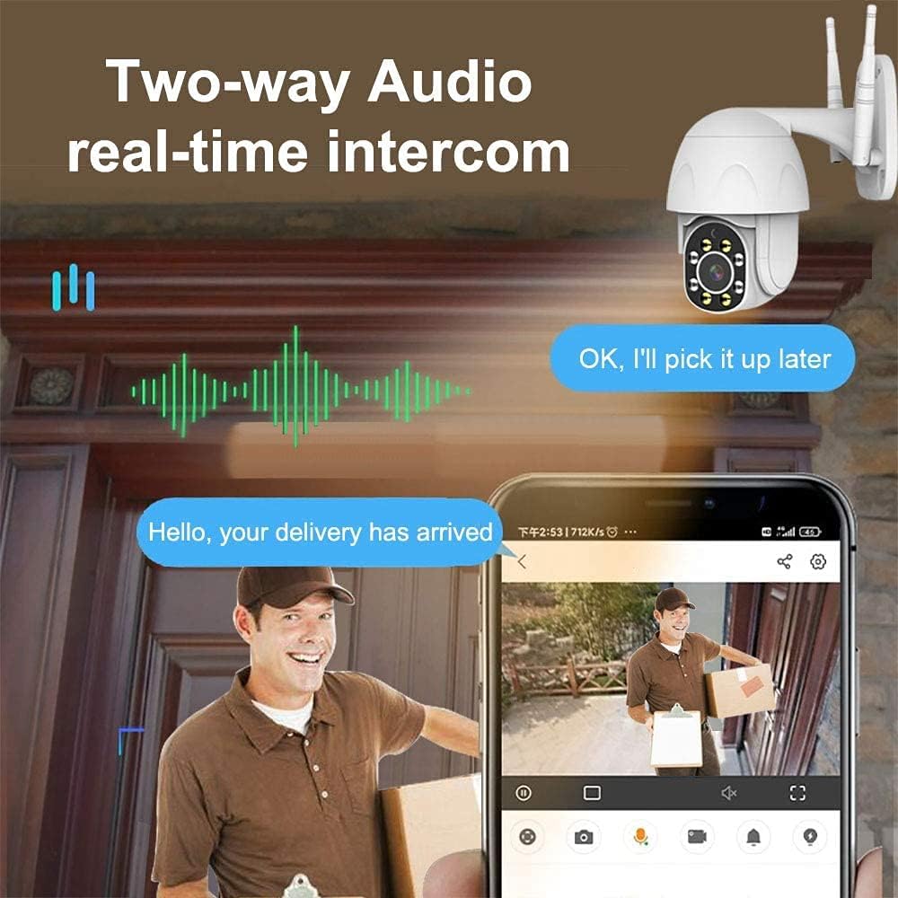 iSmartView Kabel-Outdoor-WLAN-Überwachungskamera, 1080p, 2 MP, Sichtleiste, 360°-Sicht, Klarheit, Nachtsicht, automatische Übertragung von 2-Wege-Audio, Überwachungs-Bewegungserkennung, LED-Lichtalarm, max. 128 GB TF-Karte