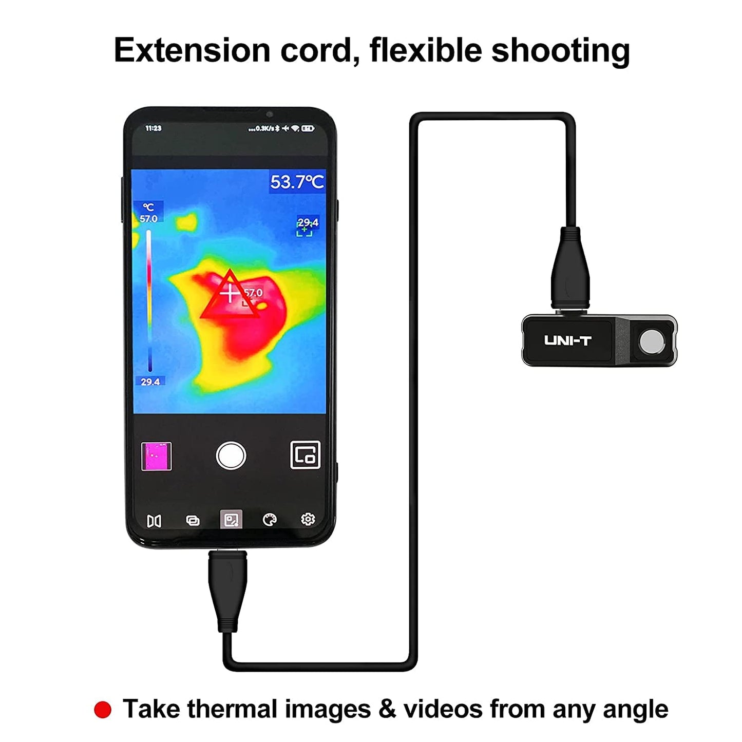 UNI-T Wärmebildkamera, Android USB-C MicroUSB, Infrarotkamera Wärmebildgerät für Smartphones – UTi120Mobile, 120 x 90 IR-Auflösung