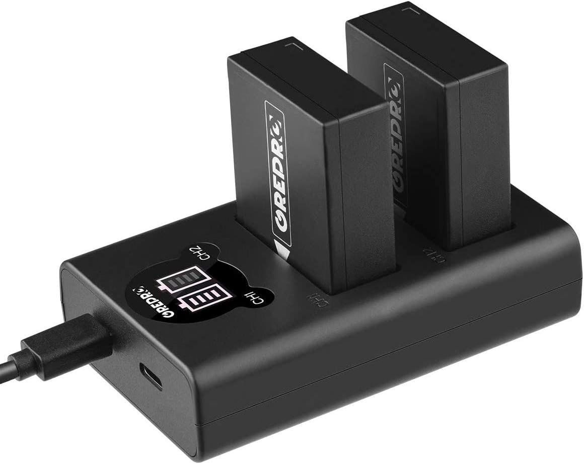 Grepro Akku-Ladegerät-Set für Kamera, 2er-Pack, wideraufladbarer NP-W126 Akku