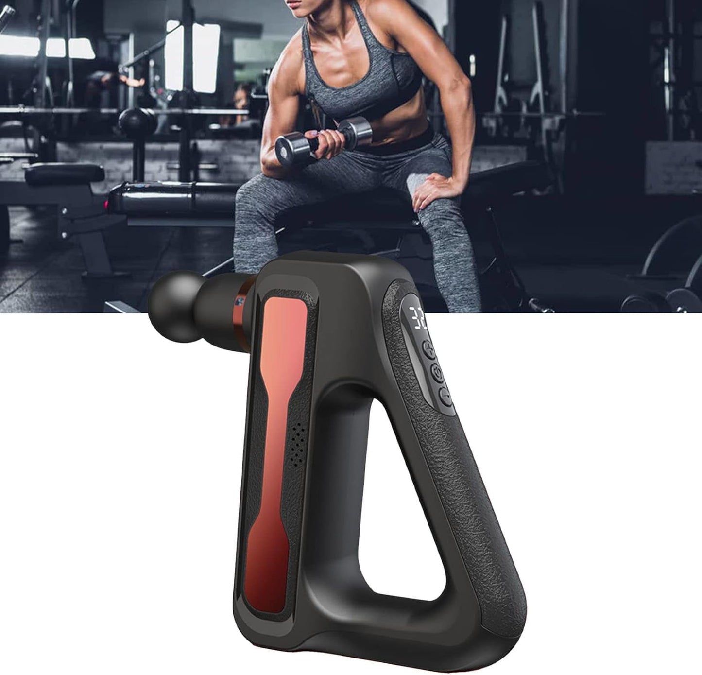 Percussion Muskelmassagegerät, 32 Vibrationsmodi, reduziert Schmerzen, 8 Köpfe, Muskelmassagegerät, geräuscharm, LCD-Display für Beine (rot)